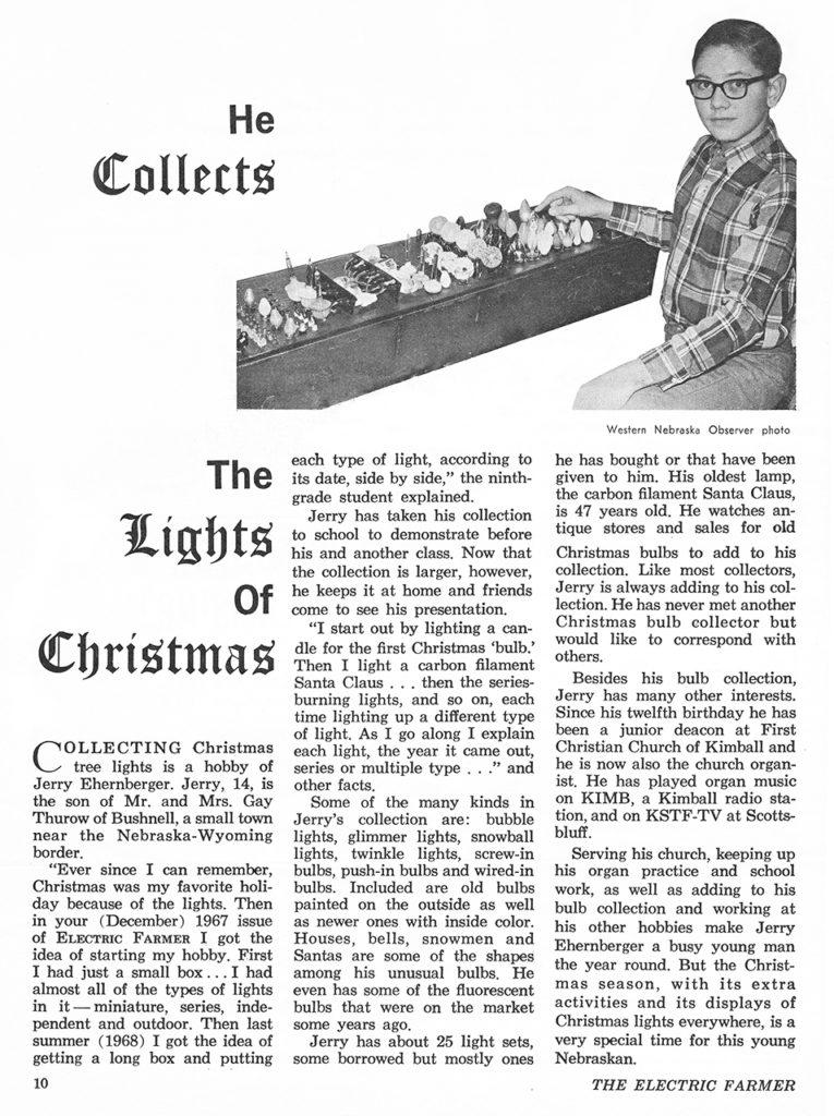 The Nebraska Electric Farmer December 1969 Article about Jerry Ehernberger