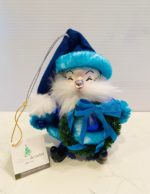 Custom Limited Edition CHICAGLOW Soffieria De Carlini Blue Santa Glass Ornament front with tag